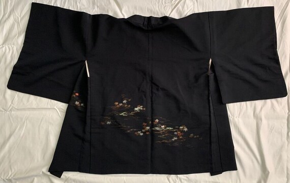 Japanese Handmade Black Silk Haori Jacket - image 4