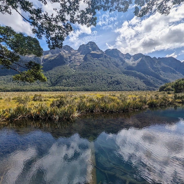 Lake and Mountain in Te Anau New Zealand (Colour) - Printable Digital Image Download