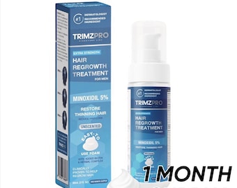 Trimzpro 1 MONTH Signature Line Minoxidil (5% extra strength) hair regrowth foam + biotin complex