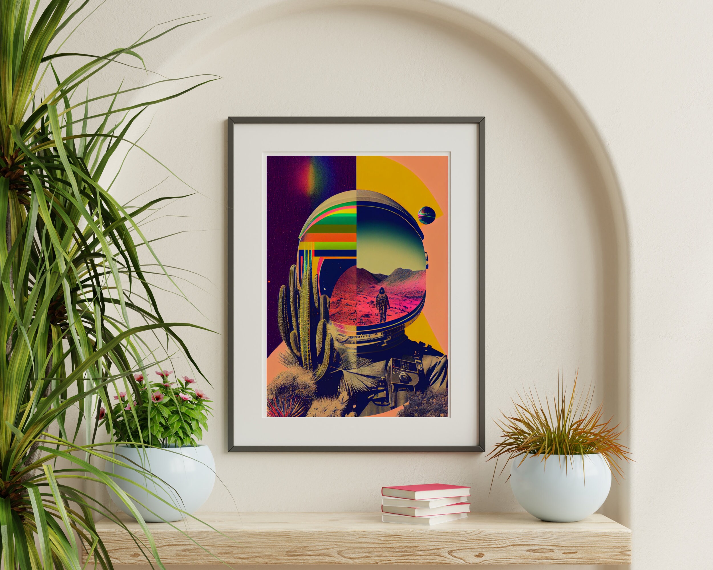 Retro Pop Art Astronaut Helmet Art Print, Psychedelic Wall Art, Retro ...