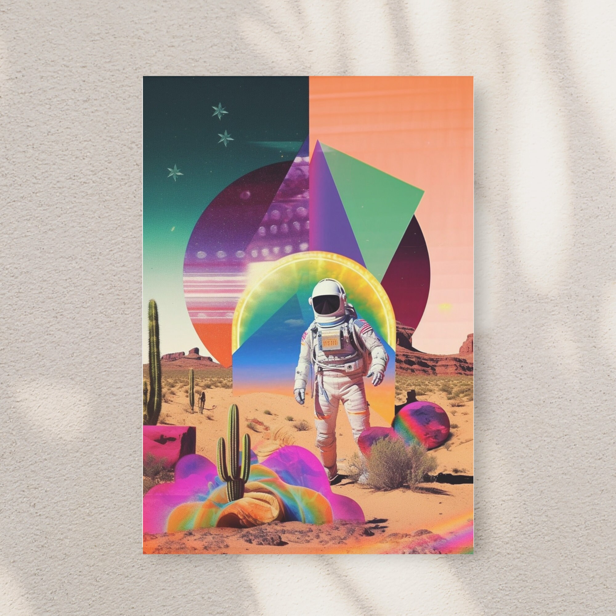 Vintage Psychedelic Astronaut Desert Aesthetic Art Print, Retrowave ...