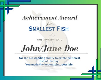 Funny Fishing Achievement Certificate Pack Editable -  Israel