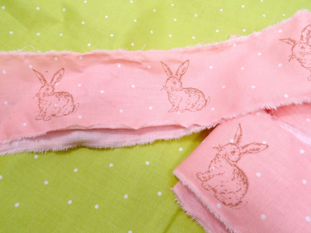 Rabbit Ink Stamped Hand Torn Ribbon Cottage Core Frayed Shabby Chic ...