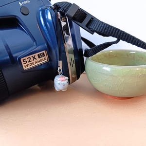 little petals hippo phone charm camera charm bag charm polymer clay hippo charm moo Deng Kawaii style