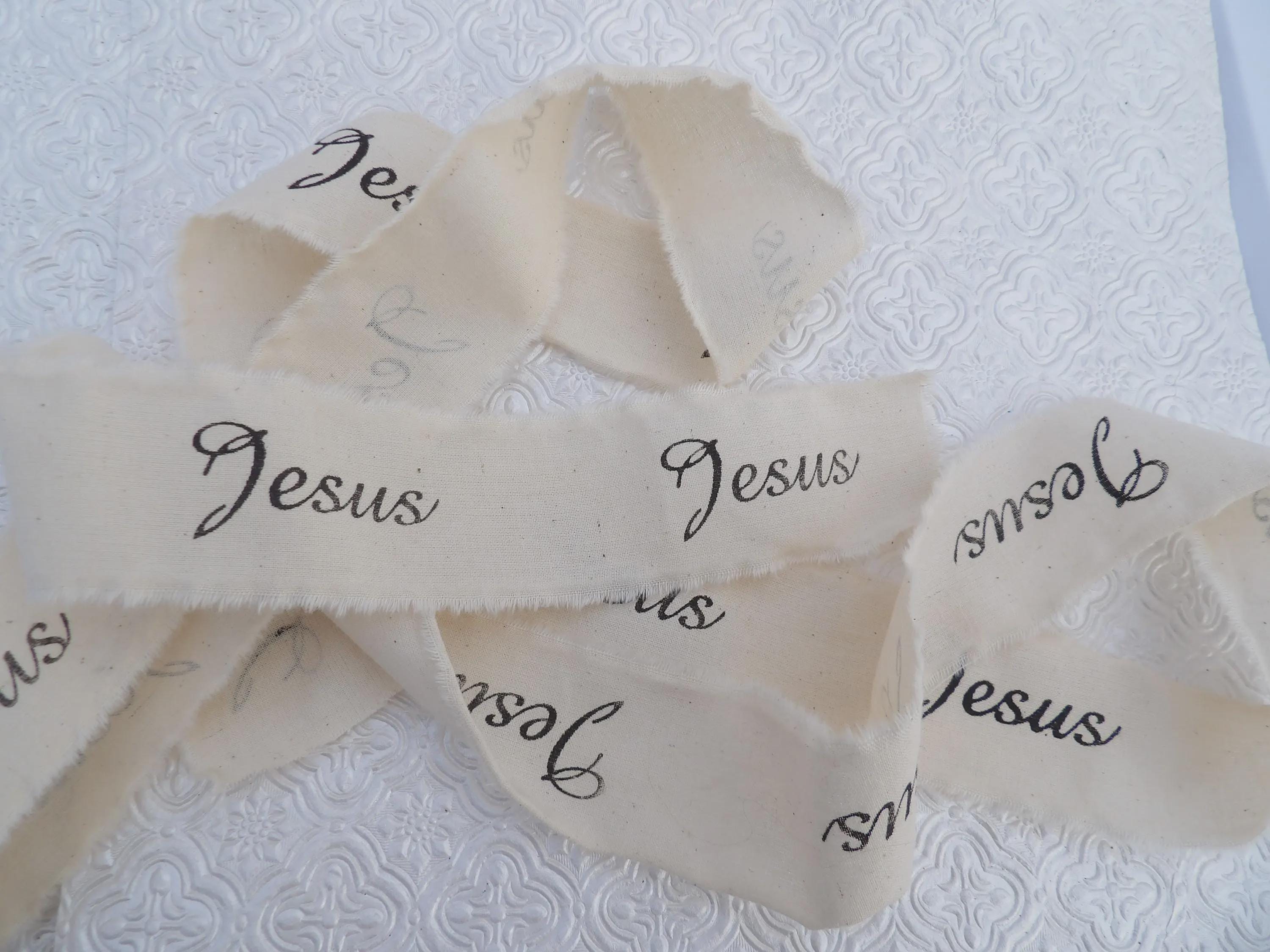 Bible Scriptures Ribbon 2 Yards Long 1.25 Wide Hand Torn Jeus Ribbon Christian Bible Study Gift ...