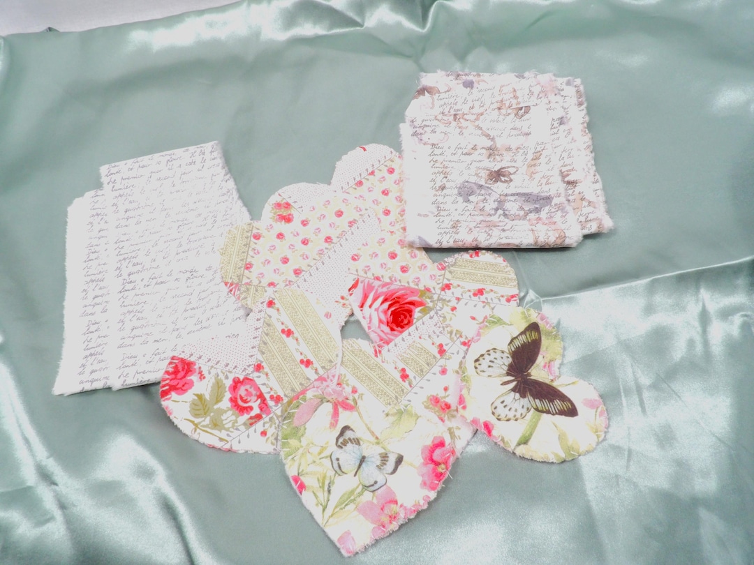 French Script Ribbon Bowl Ornie Patches Slow Stitch Trim Patches Card ...