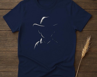 Minimalist Cowboy Sketch T-Shirt: Western Art Tee