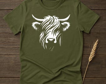 Highland Cow T-Shirt: Scottish Bull Graphic Tee - Farm Animal Shirt