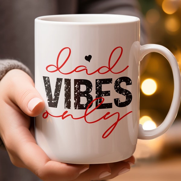 Laid Vibes Only Mug, Grunge Red and Black Coffee Cup, Unique Gift for Friends, Trendy Typography Style Desk Accessory, Cool Graphic Design