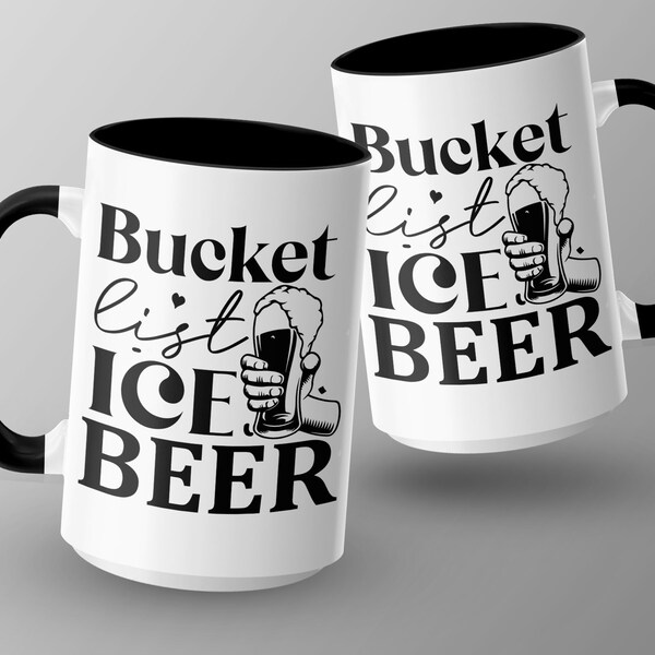 Bucket List Ice Beer Mug - Black and White Beer Lover Gift Idea, Unique Beverage Mug, Must-Have Bar World's Best Dad Happy Father's Day