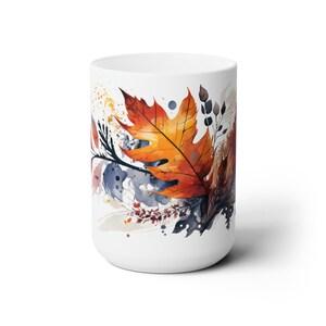 Autumn Forest Mug, Watercolor Woodland Coffee Mug, Fall Foliage Mug, Lush Orange Trees Cup, Gift for Nature Lovers, Gift For Fall, Fall Mug