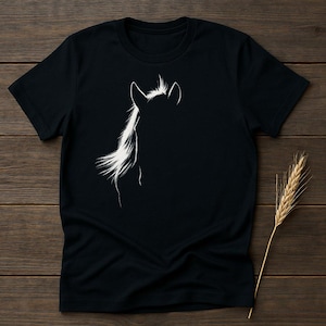 Horse Head Silhouette Shirt, Equestrian T-Shirt for Women, Horse Lover Gift Idea, Minimalist Horse Tee, Farm Animal Graphic Shirt