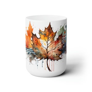 Autumn Forest Mug, Watercolor Woodland Coffee Mug, Fall Foliage Mug, Lush Orange Trees Cup, Gift for Nature Lovers