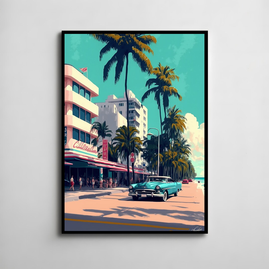 Miami Beach Poster Miami Poster Miami Art Miami Beach Art Etsy