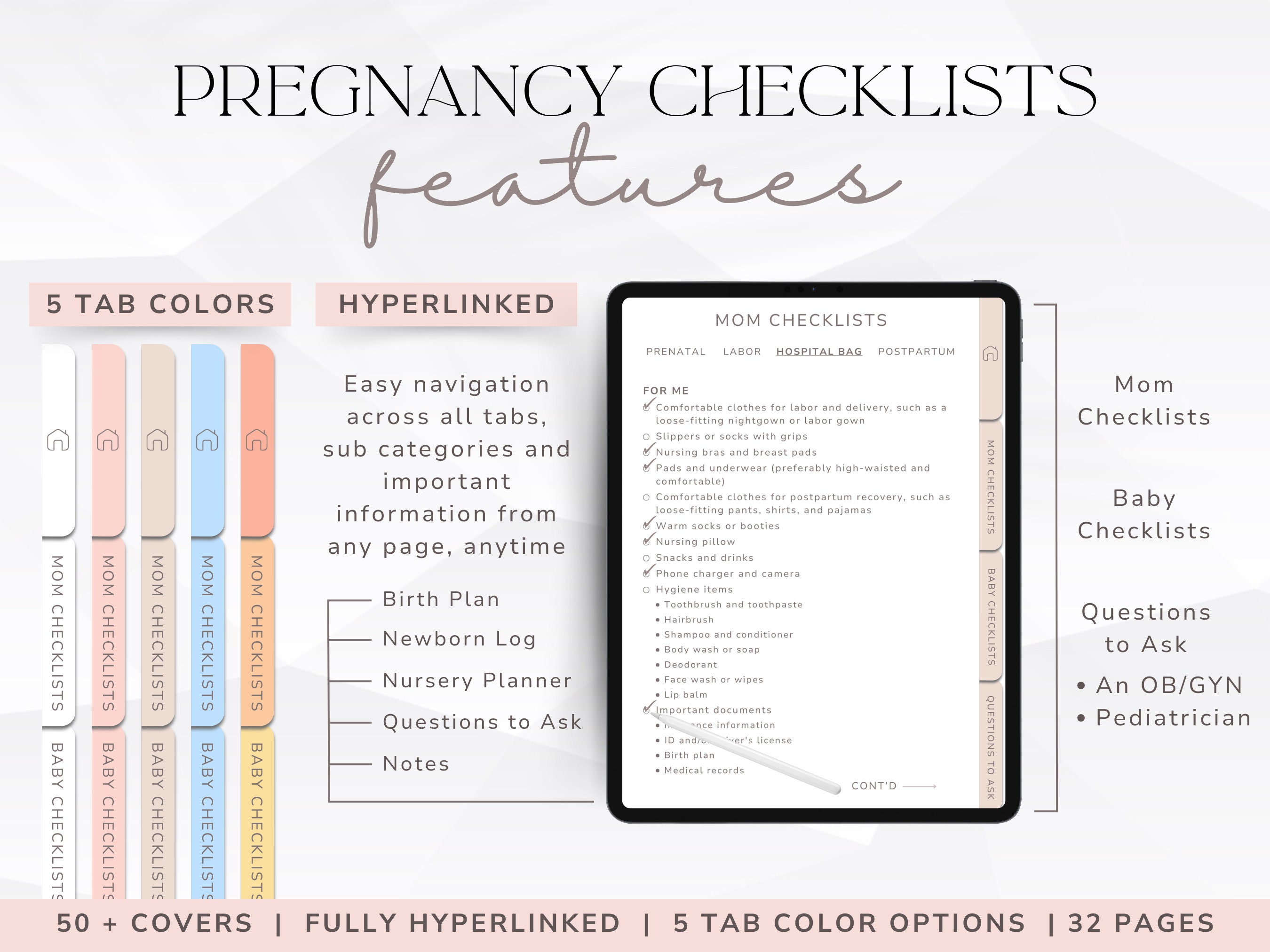 Pregnancy Checklist Bundle for New Mothers, Printable Mom and Baby ...