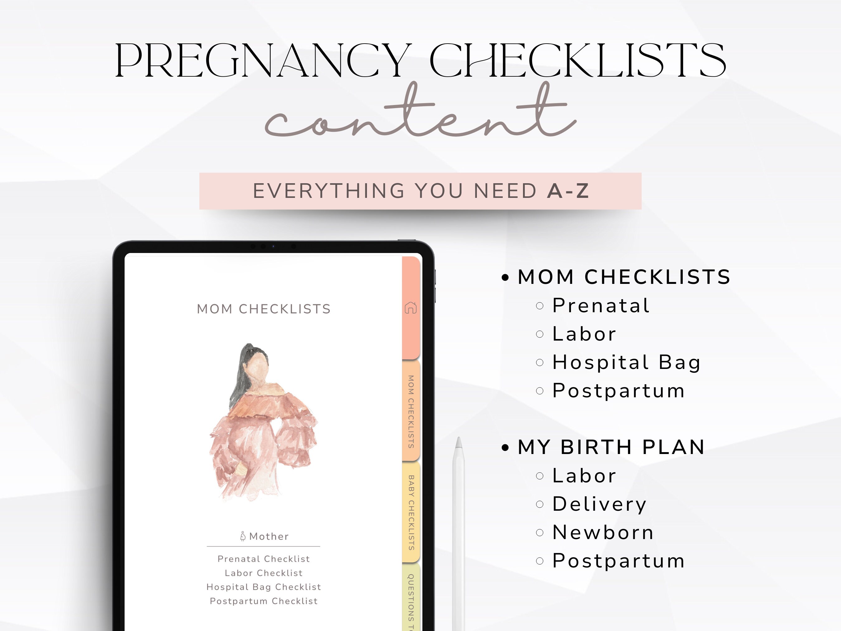 Pregnancy Checklist Bundle for New Mothers, Printable Mom and Baby ...