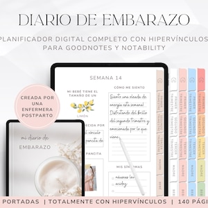 Planificador de Embarazo para Mamá Primeriza, Diario de Embarazo con Hipervínculos para GoodNotes, Planner de Bebé, Regalo para Mamás Nuevas
