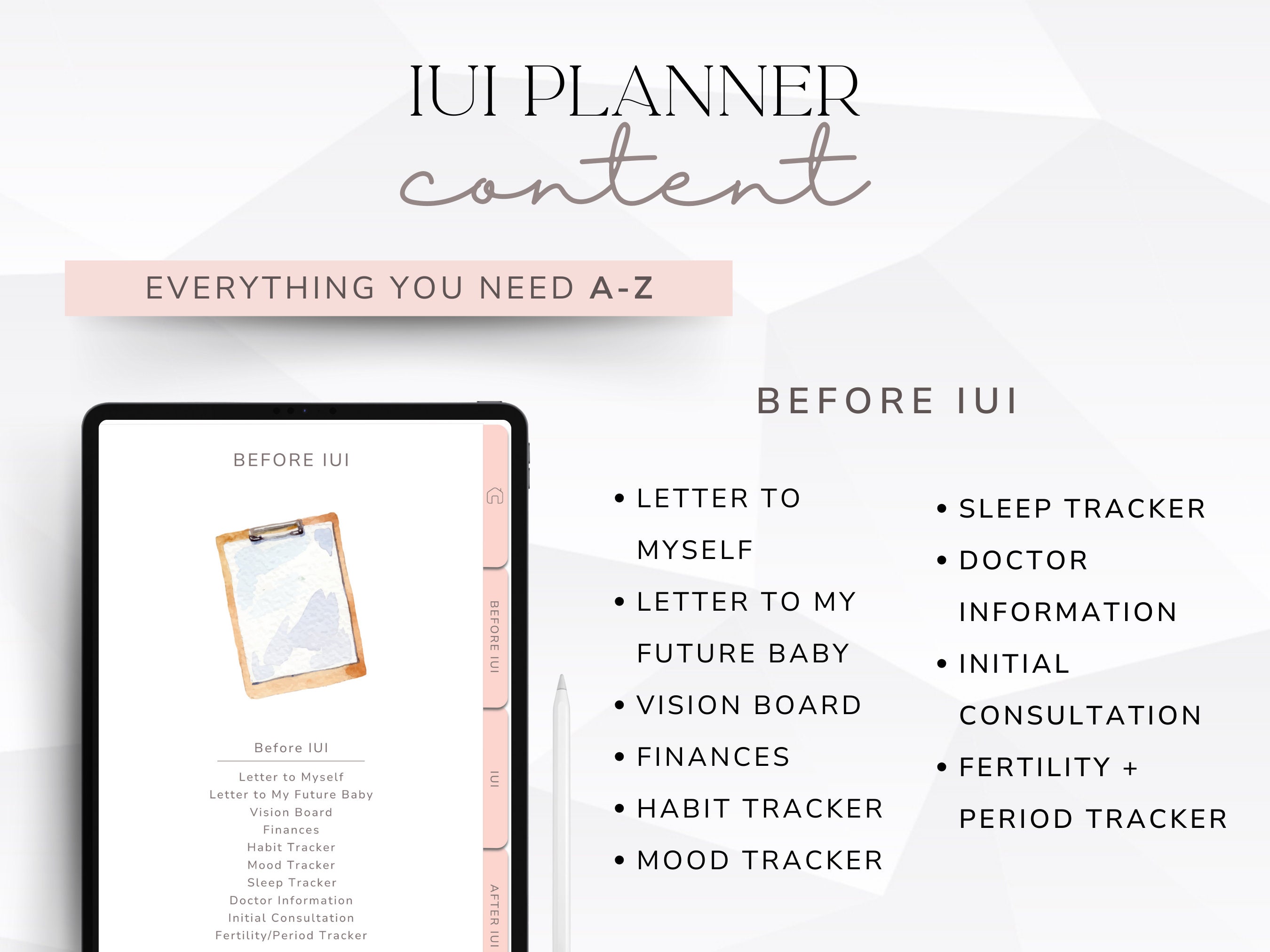 Digital IUI Planner for Future Moms, Hyperlinked IUI Journal, Printable ...