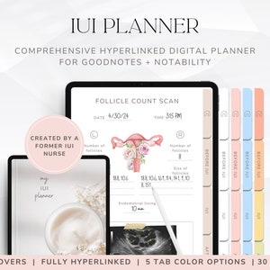 Digital IUI Planner for Future Moms, Hyperlinked IUI Journal, Printable IUI Planner, Infertility Cycle Tracker, Intrauterine Insemination