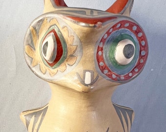 Santa Clara Pueblo Margaret & Luther Gutierrez Pottery Candle holder Owl 1 of 2