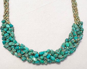 Vintage Navajo braided turquoise necklace 20.5" long