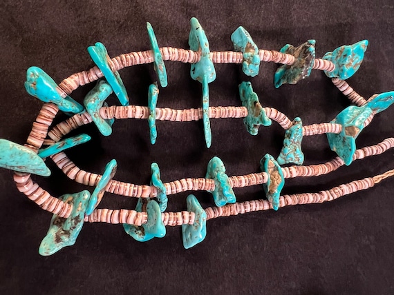 Vintage Navajo Heishi shell and turquoise stone n… - image 1