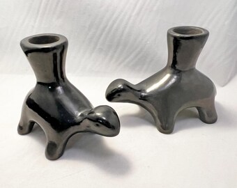 San Idelfonso turtle candle holders 1 pair by Tse-Pe Gonzales