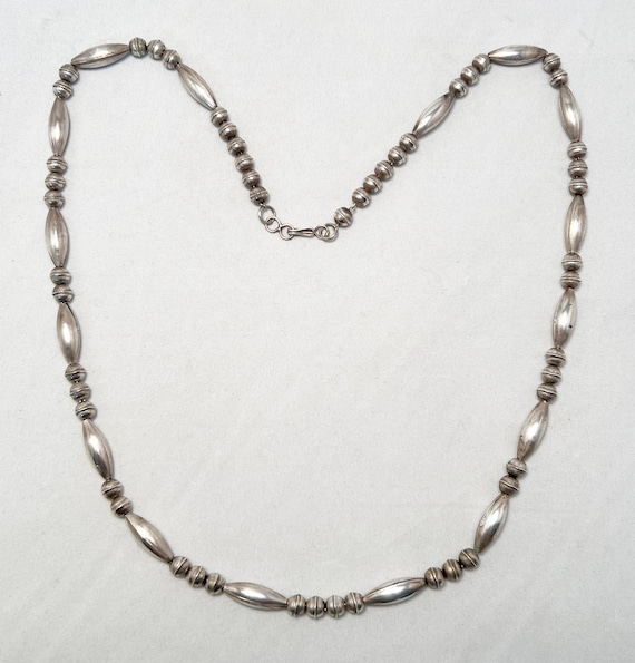 Vintage Navajo Sterling Silver handmade bench beads 24"