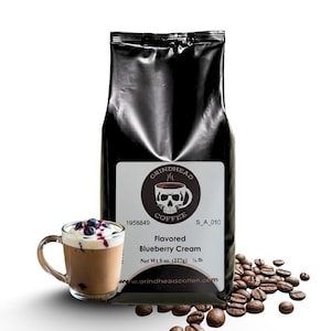 GrindHead Coffee – Medium Roast Blueberry Cream Flavor, Vermont Berries, Silky Arabica Beans