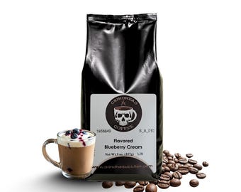 GrindHead Coffee – Medium Roast Blueberry Cream Flavor, Vermont Berries, Silky Arabica Wholebean Coffee