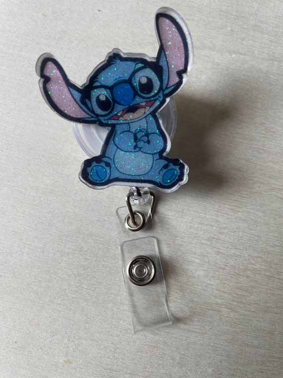 Stitch with Glasses Badge Reel