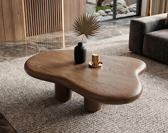 Tavolino centrale in legno massello, tavolino da caffè in noce, mobili per soggiorno, design d'interni moderno