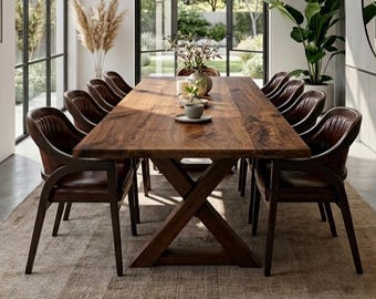Solid Walnut Live Edge Dining Table, Farmhouse Style, Rustic Wood Furniture, Natural Oil Finish