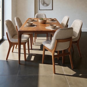 Mesa de comedor de nogal macizo, madera centenaria, acabado con aceite natural, mesa de reuniones artesanal.