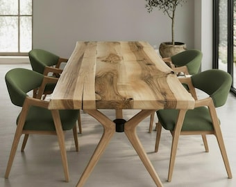 Massiver Esstisch aus Kastanienholz, rustikaler Live Edge Schreibtisch, Cafémöbel, Sondergröße