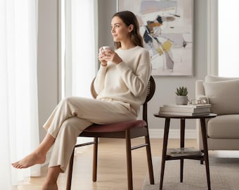 Solid Beech Wood Ergonomic Dining Chair, Minimalist Natural Finish Seating