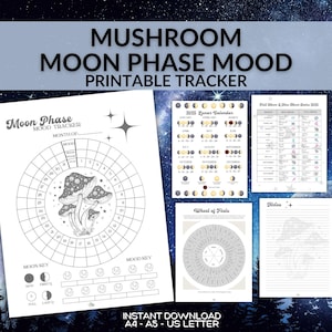 Mushroom Moon Phase Mood Tracker Printable (PDF)