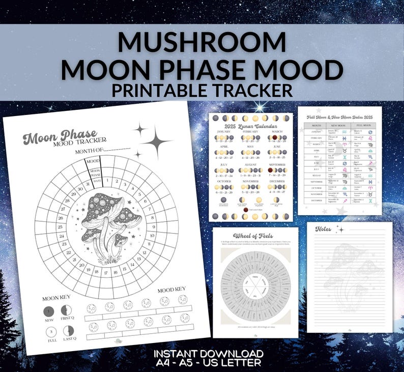 Mushroom Moon Phase Mood Tracker Printable (PDF) - Etsy