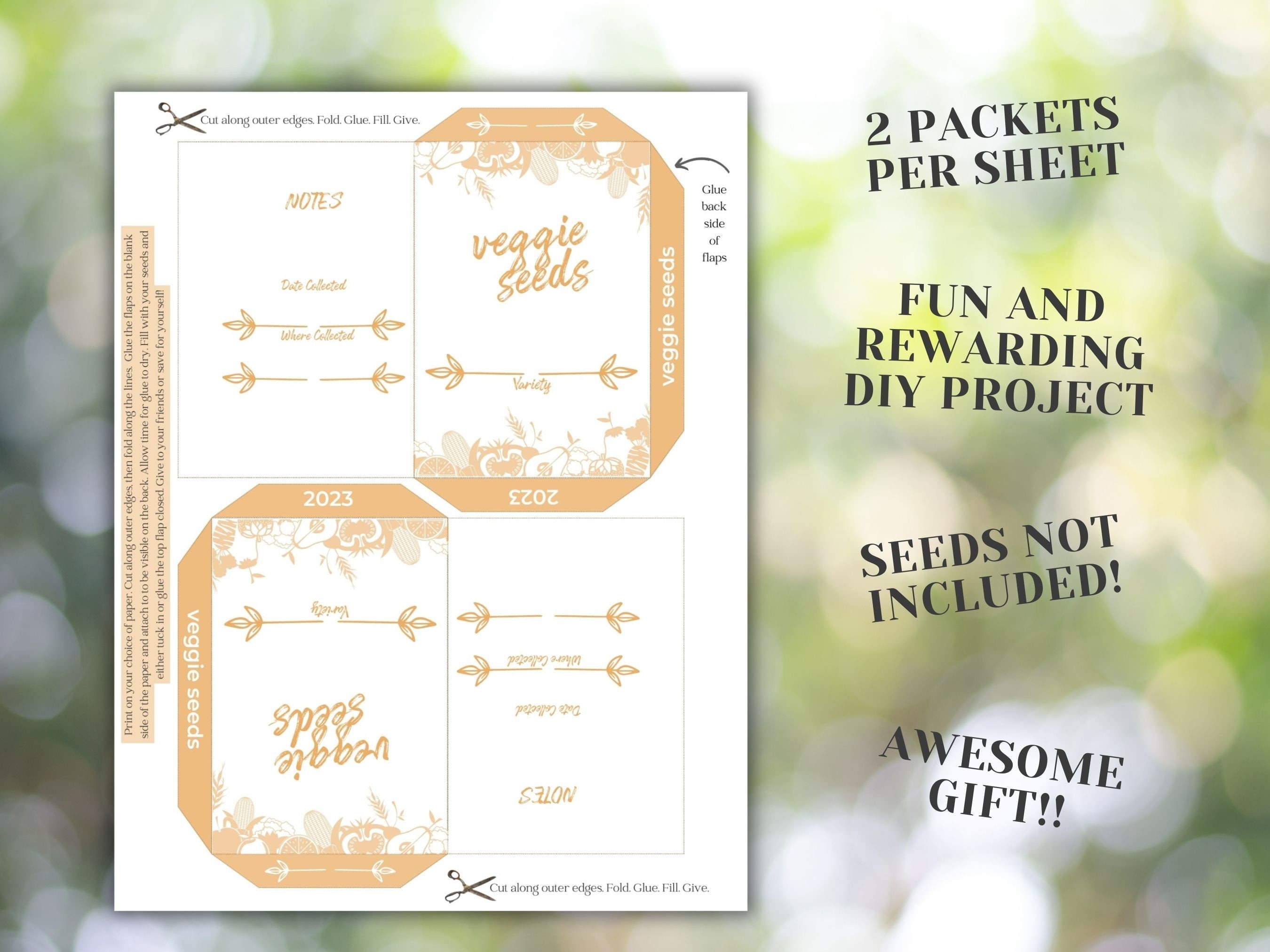 Printable Vegetable Seed Envelopes DIY Seed Packets Seed - Etsy