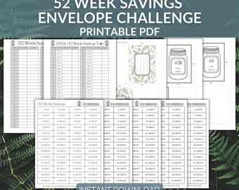 52 Week Savings Challenge Tracker Printable (A4, US Letter)