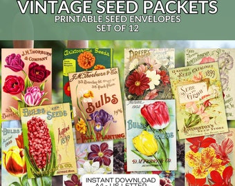 Printable Vintage Seed Packet Bundle: DIY Seed Envelopes (PDF Download)