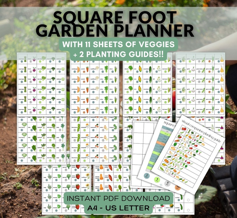 Visual Square Foot Garden Planner Printable Vegetable Quantity Squares ...