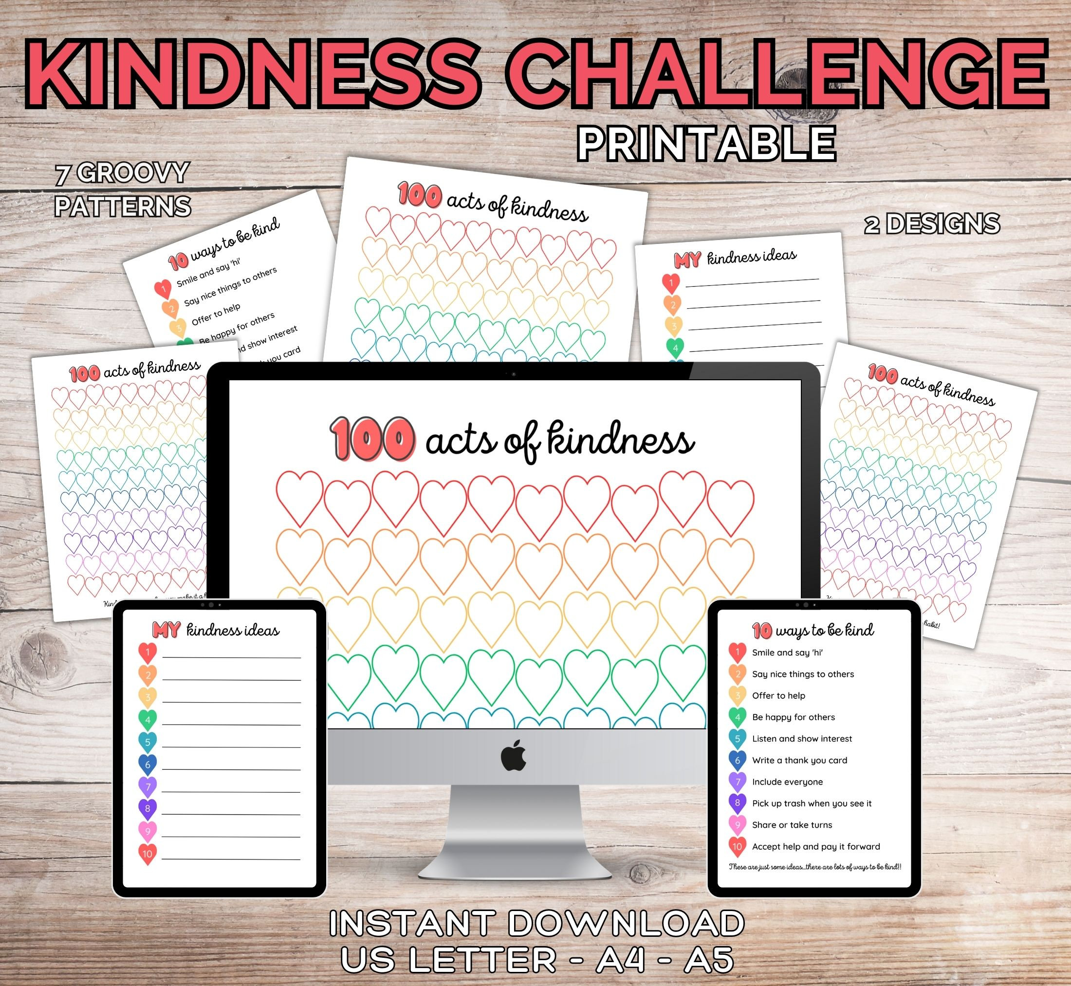 100 Acts of Kindness Printable Colouring Sheet Random Acts of Kindness ...