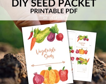 Watercolor Vegetable Seed Packet Printable Envelopes (Instant Download PDF)