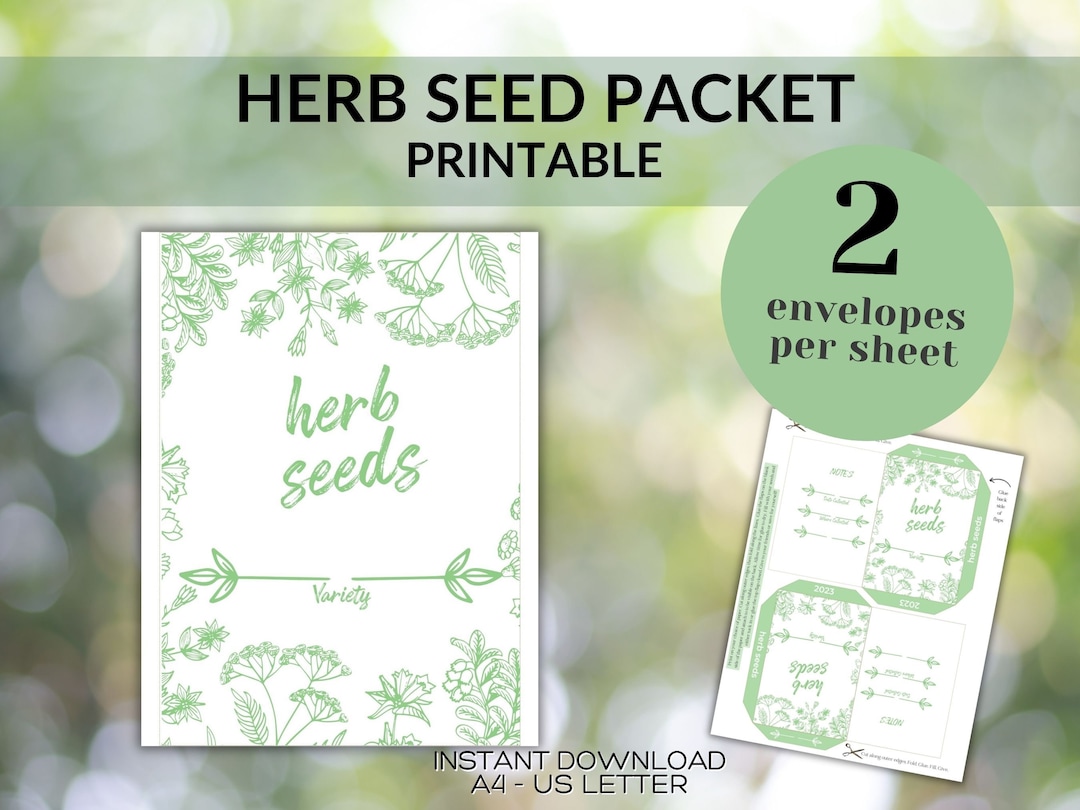 Printable Herb Seed Envelopes DIY Seed Packets Seed Storage - Etsy