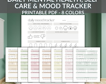 Daily Mood Tracker Printable: Self Care Journal (A4, A5, US Letter) (Digital Download)