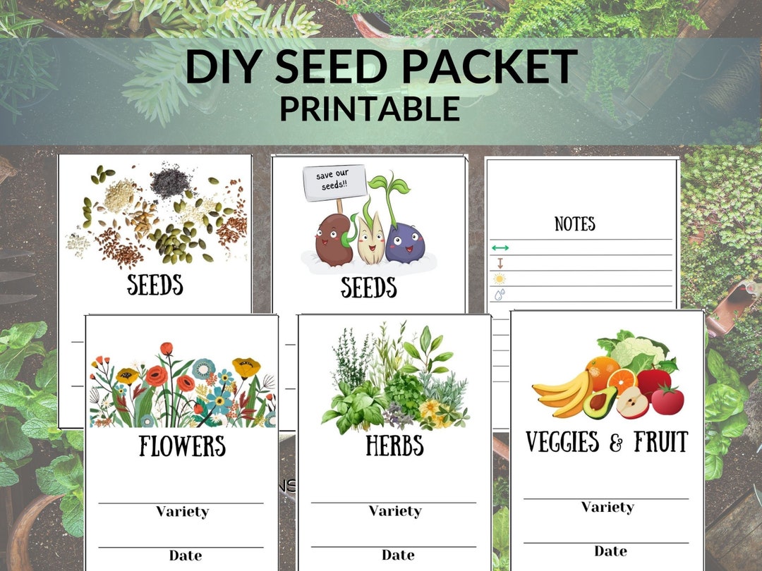Printable Seed Envelopes DIY Seed Packets Seed Storage Seed - Etsy