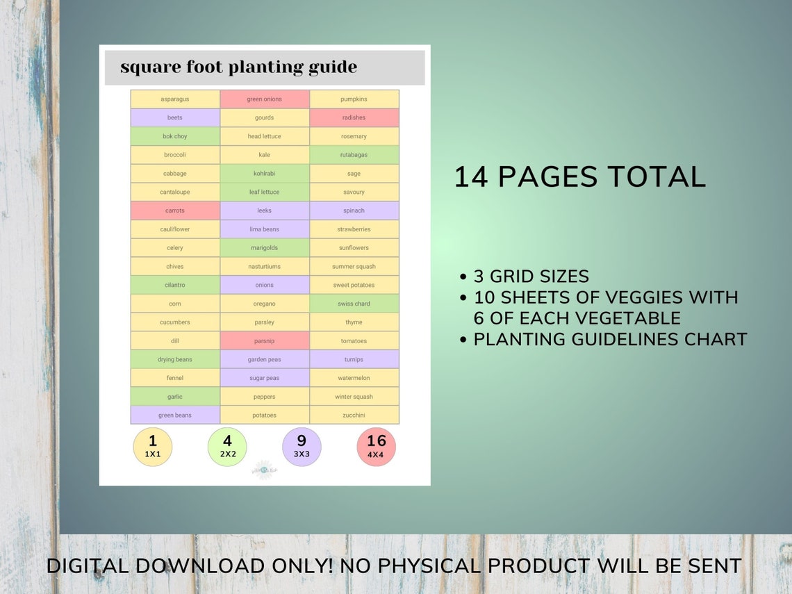 Printable Square Foot Garden Grid Instant Download PDF - Etsy