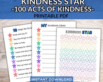 Kindness Star Chart: 100 Acts of Kindness Challenge (PDF)