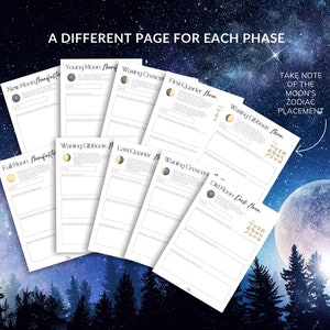Printable Moon Cycle Workbook, Moon Zodiac Placement Planner, Lunar ...